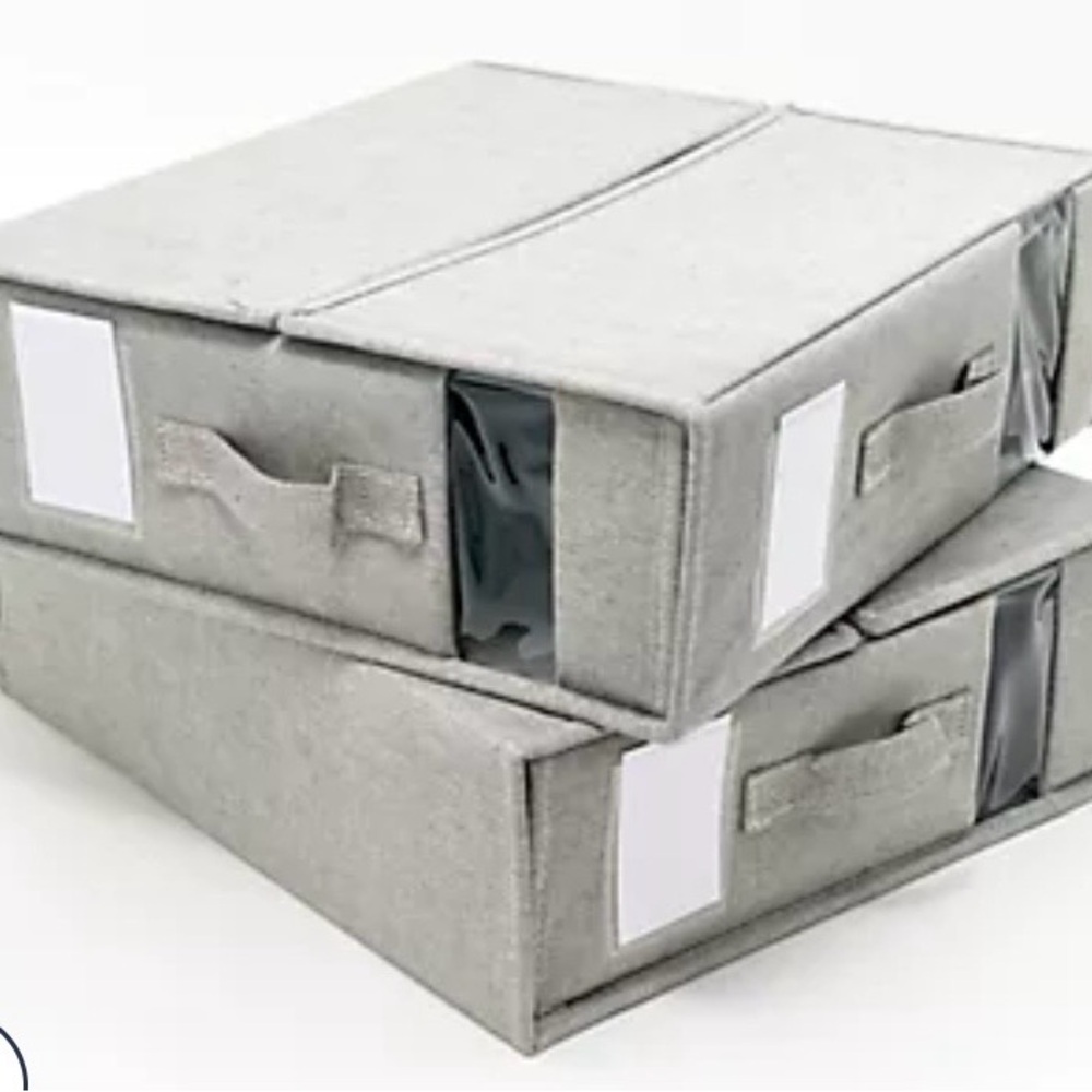 NWOT Gray Fabric Sheet Storage Boxes- set of 2